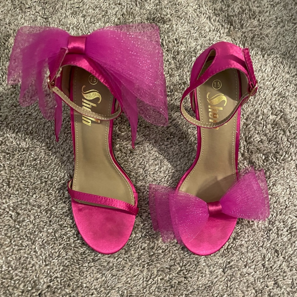 Jimmy Choo Hot Pink Bow Ankle-Strap Heels